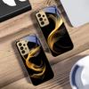 Floating Golden Ribbon For Samsung A 01 52S A04 A05S A10 A12 13 22 23 24 36 42 M02 Note 10 20Ultra 8 9 Golden Glass Phone Case