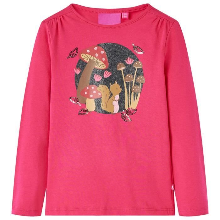 Children's Long-sleeved T-shirt Printed Squirrel 2 Colors and 5 Sizes Available
