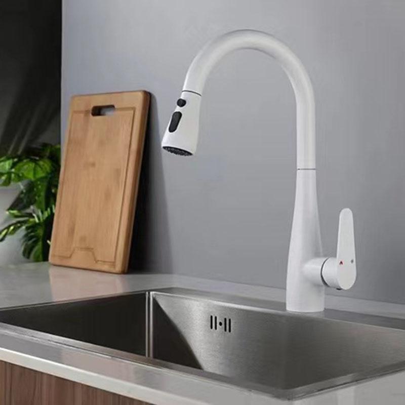 Grey 304 Stainless Steel Kitchen Faucet Brushed Gold Pull Out Hot And Cold Mixed Water Sink Faucet Multifunctional Kitchen Tap