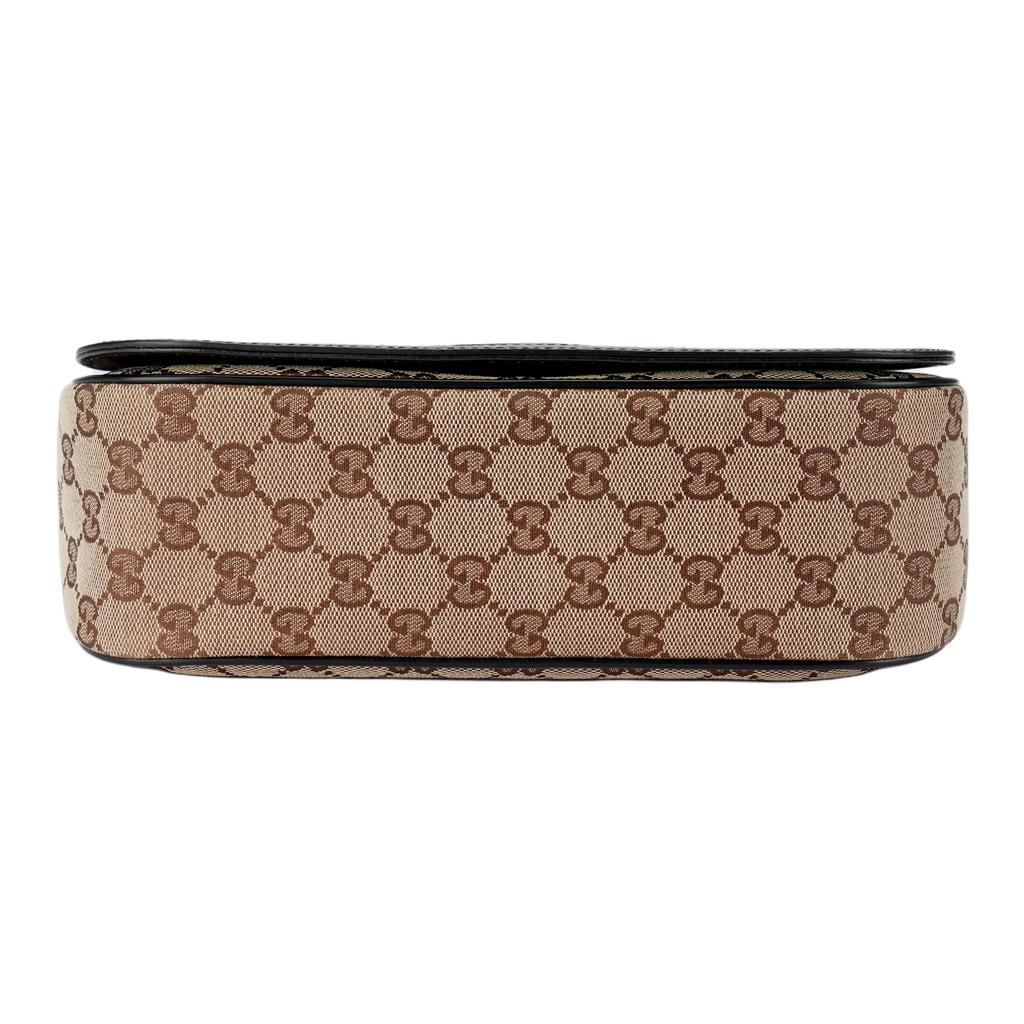 Gucci Vintage Logo Leather Canvas Messenger Bag Men Bags Ebony Dark-Brown 449172-KY9KN-9886