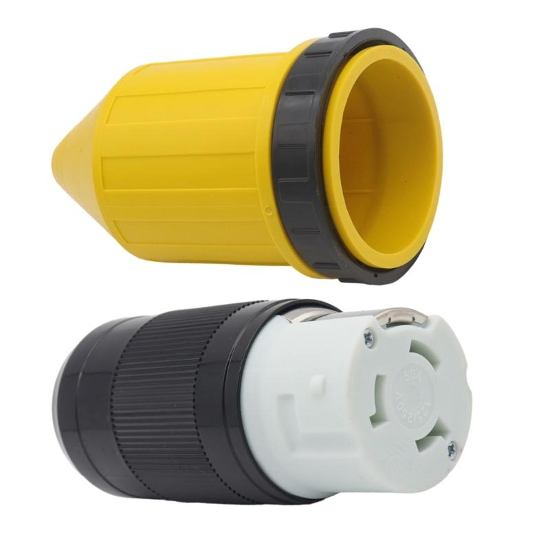 RVs Power Cord Twist Lock Plug with Boot Locking Cover 50A 125V 3.5A RVs Cord Connector Locking Plug Replacement Inlet