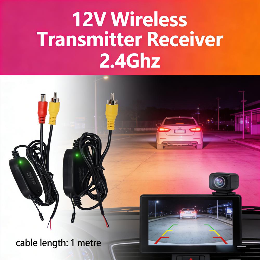 2.4Ghz Wireless Color Video Transmitter Receiver Kit 12V 100M 5V Output for Car Monitor Back Up Reverse Rear View Camera