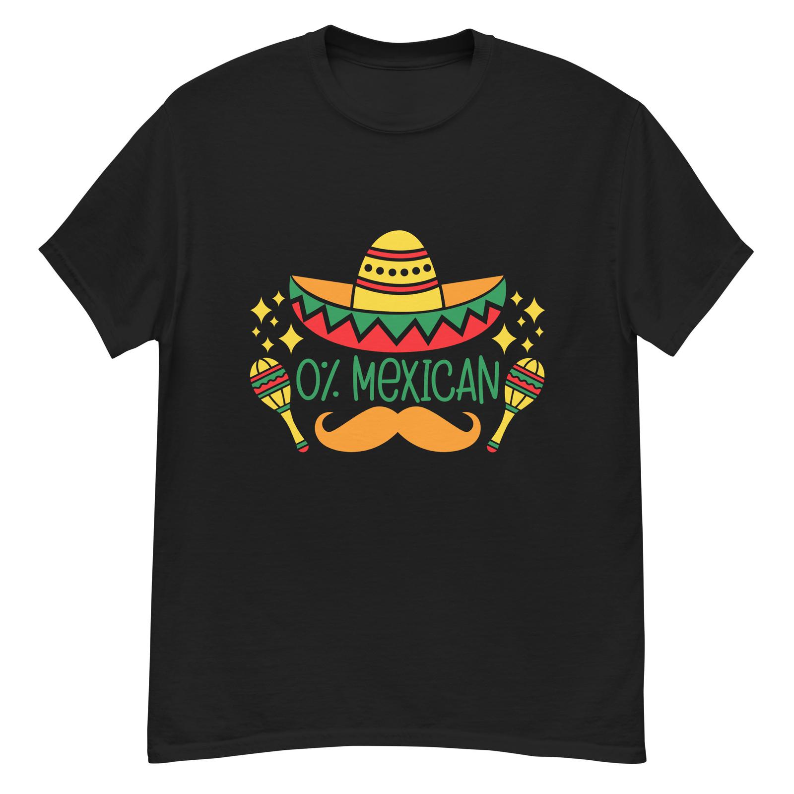 

Men s Classic T-Shirt 0% Mexican menswear clothing, black short-sleeved round-neck shirt 4XL