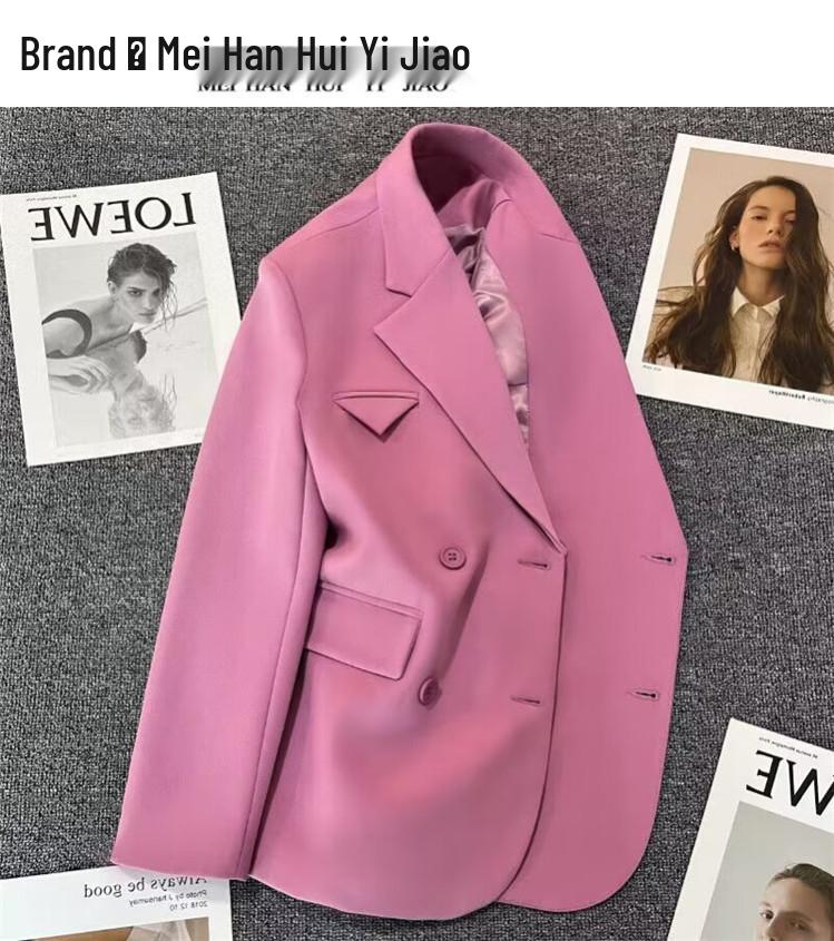 Women's Pink Slimming Blazer - Loose Fit, Age-Reducing Fashion for Spring & Autumn