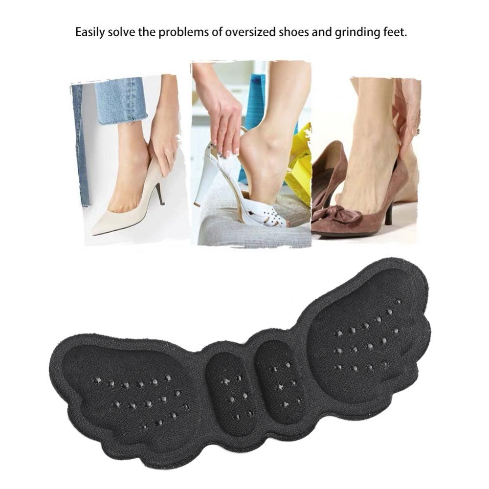 5 Pairs Anti-slip 4D Sponge Heel Pads Butterfly Wing Black Shoe Inserts Invisible Thickened Foot Pads Anti-wear Care