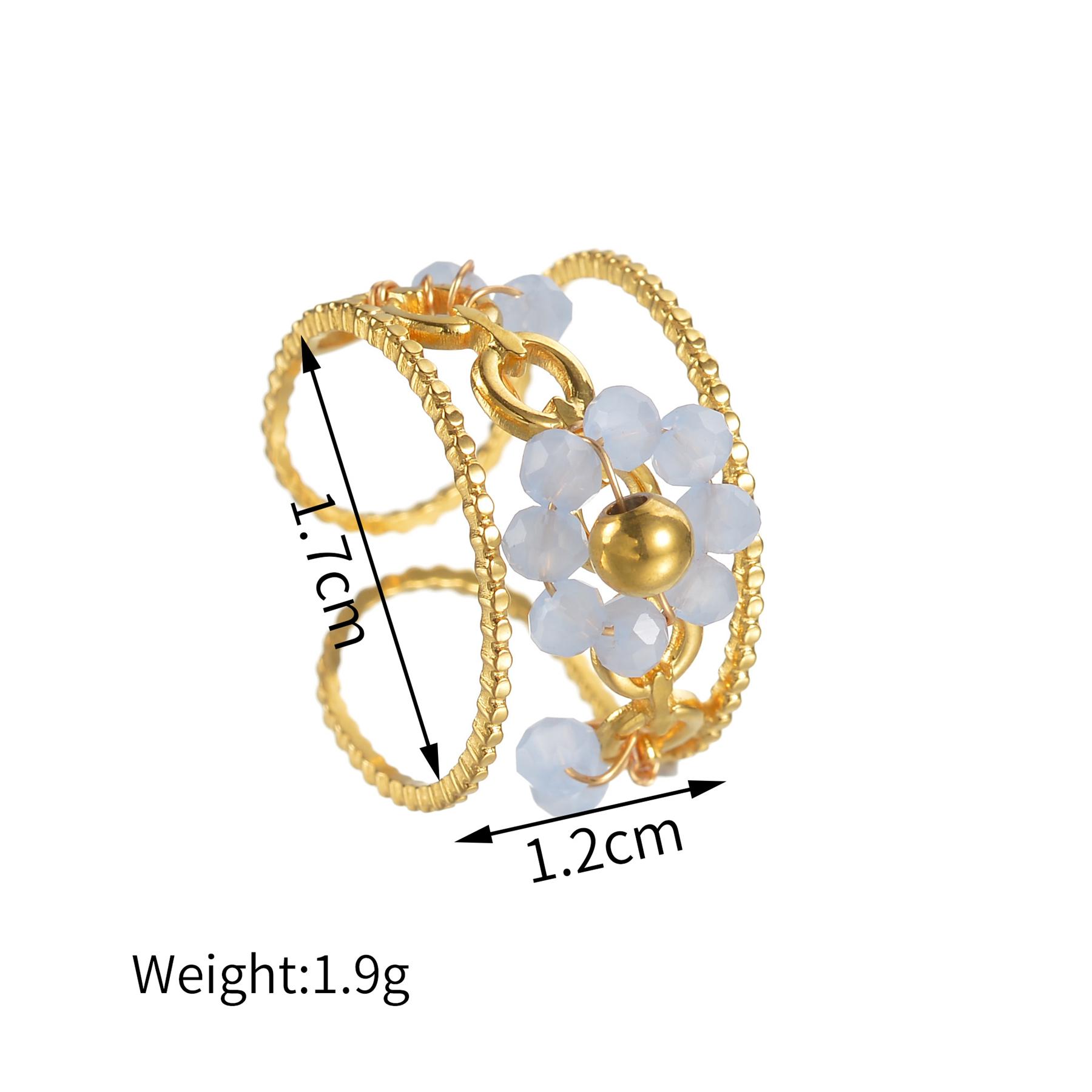 

Atoztide Fashion Exquisite Small Flower Open Ring For Women Stainless Steel Colored Beaded Adjustable Finger Ring Jewelry Gift синий