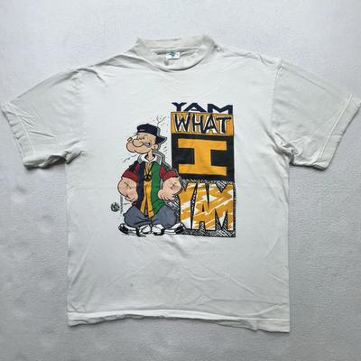 Vintage 90s Popeye T-shirt Yam What I Yam King Features 1994 Distressed Size XL