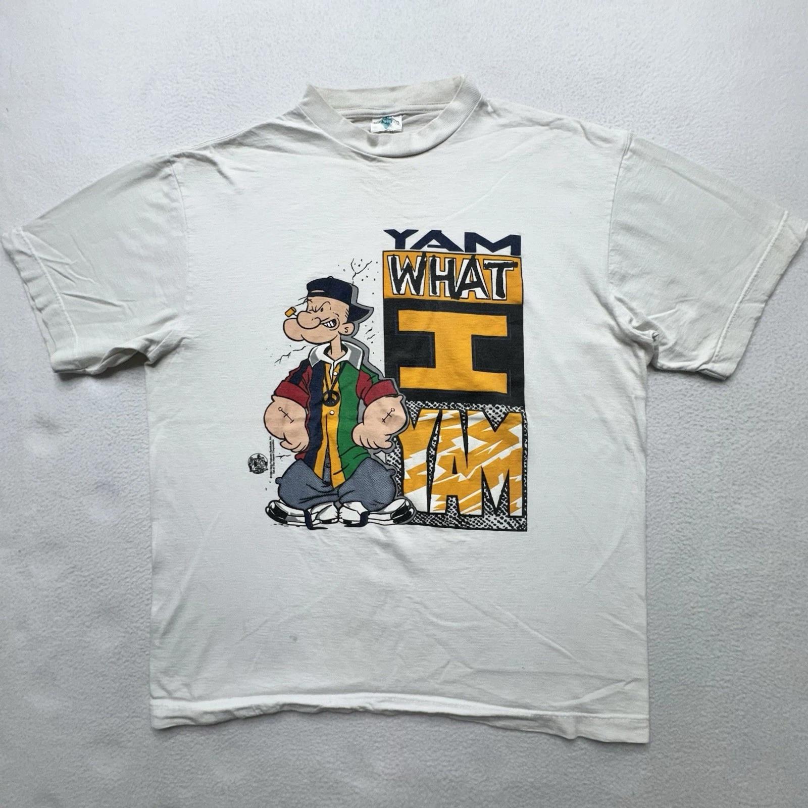 

Vintage 90s Popeye T-shirt Yam What I Yam King Features 1994 Distressed Size XL 3XL