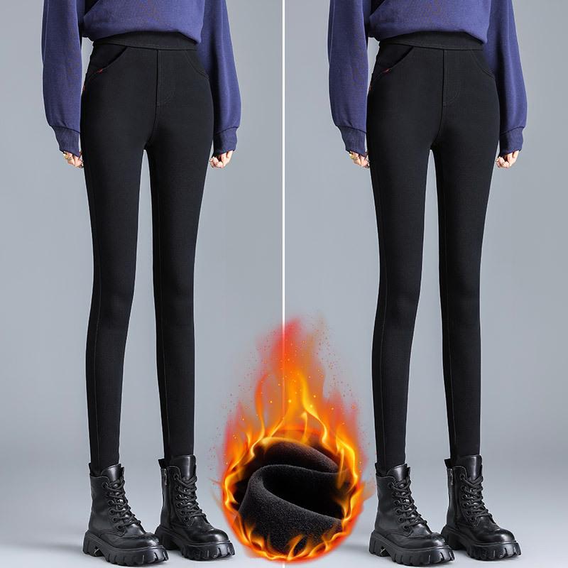 Petite High-Waisted Women's Fleece-Lined Leggings: Thickened for Outerwear, New 2025 Style, Perfect for Spring, Autumn, Winter