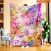 1pc 1pcs 1pc Soft Flannel Blanket Suitable for All Seasons, Colorful Multicolor Floral Bedspread with Suitable for Bed, Couch, - Machine Washable Cozy