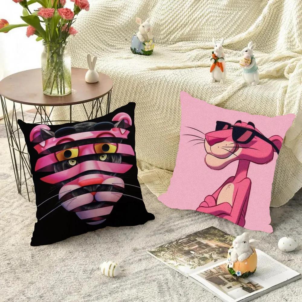 1Pc Pink Panther Pillow Case Square Pillow Bedroom Sofa Leisure Comfort Cushion Car Living Room Home Decoration