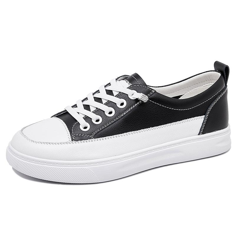 The First Layer of Cowhide Leather Little White Shoes for Women's Spring and Summer New Versatile Board Shoes Flat-soled Sports