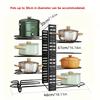8 Layer Iron Pot Rack Trimmers, Heavy Metal Pot Storage, Anti-rust Kitchen Rack with Skid Resistant Course