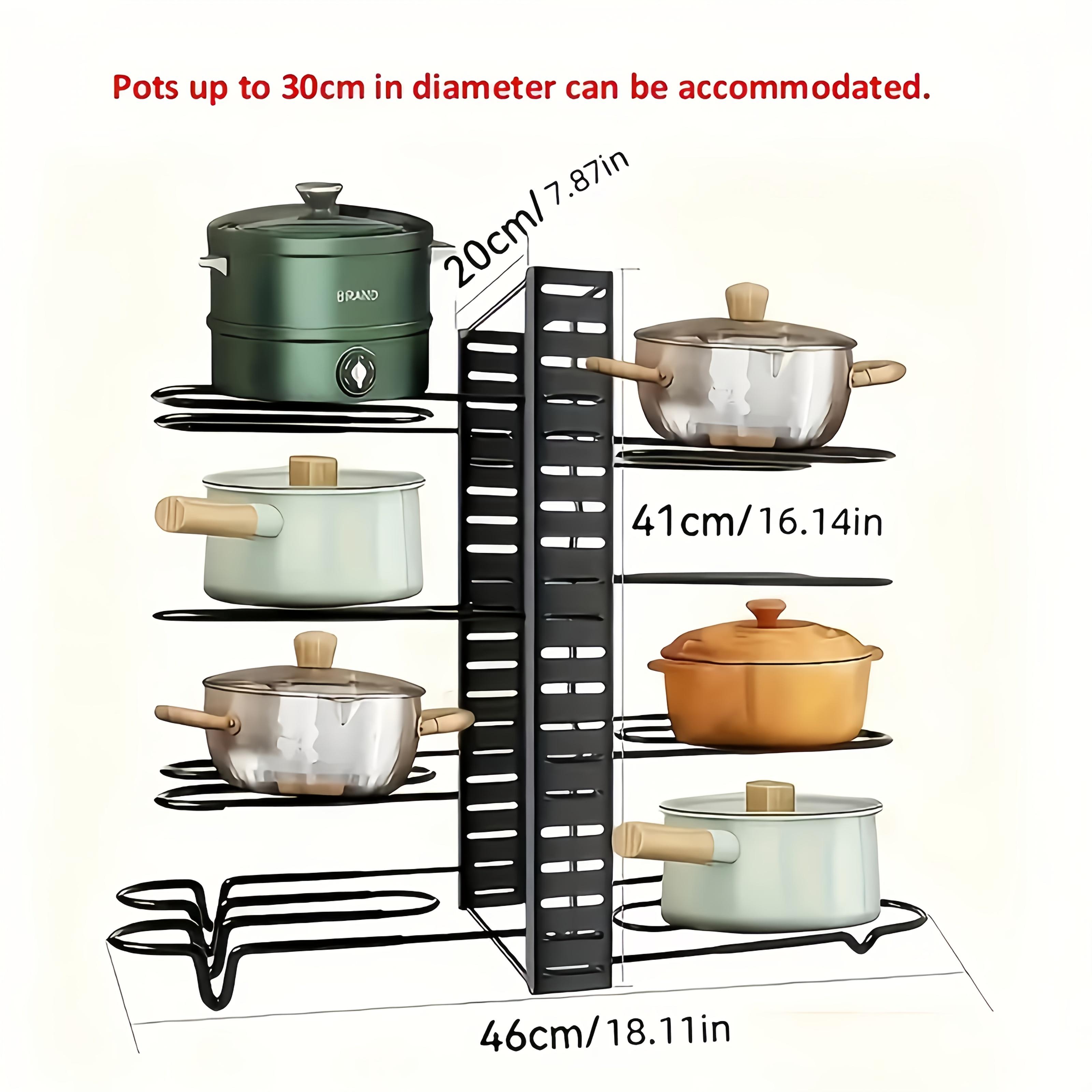 

8 layer iron pot rack trimmers, heavy metal pot storage, anti-rust kitchen rack with skid resistant course чорний