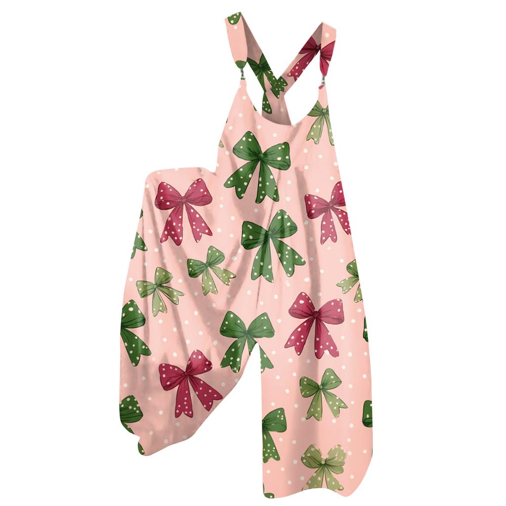 Women's Summer Overalls Floral Print Vintage Jumpsuit (Non-Adjustable Straps)