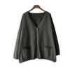 Loose Retro Knitted Cardigan Sweater Women's Thin Long-sleeved Korean V-neck Solid Color Jacket