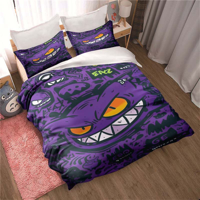 

Gengar print bedding sets in various styles, 3-piece sets, extra-large pillowcases, adult bedspreads, bedroom bedding sets. 135x200cm