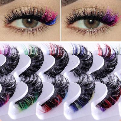 1 Set Color False Eyelashes 3D Mink DD Curly Hairy Eyelashes Curl Natural Thick Hairy Eyelashes WBL