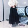 Korean High-Waist Mid-Length Tulle A-Line Skirt - Spring/Summer Pleated Mesh Design