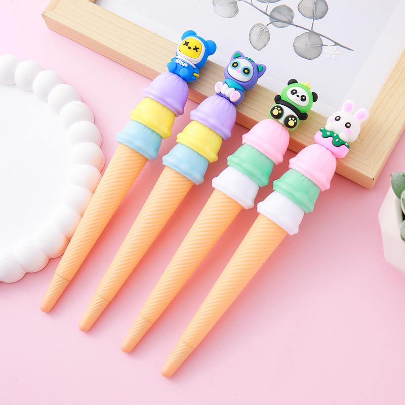 

Back to school season 10pcs 0.5mm cute pet ice cream styling neutral pen cute stationery cone pen writing tools prize gift signing pen Bear 10pcs