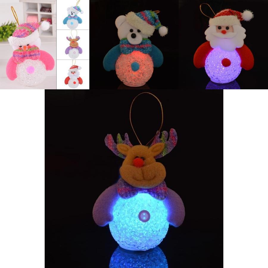 Exquisite Christmas Luminous Pendant With Santa Claus Snowman Bear And Elk Eye Lantern Snowman Led Night Light