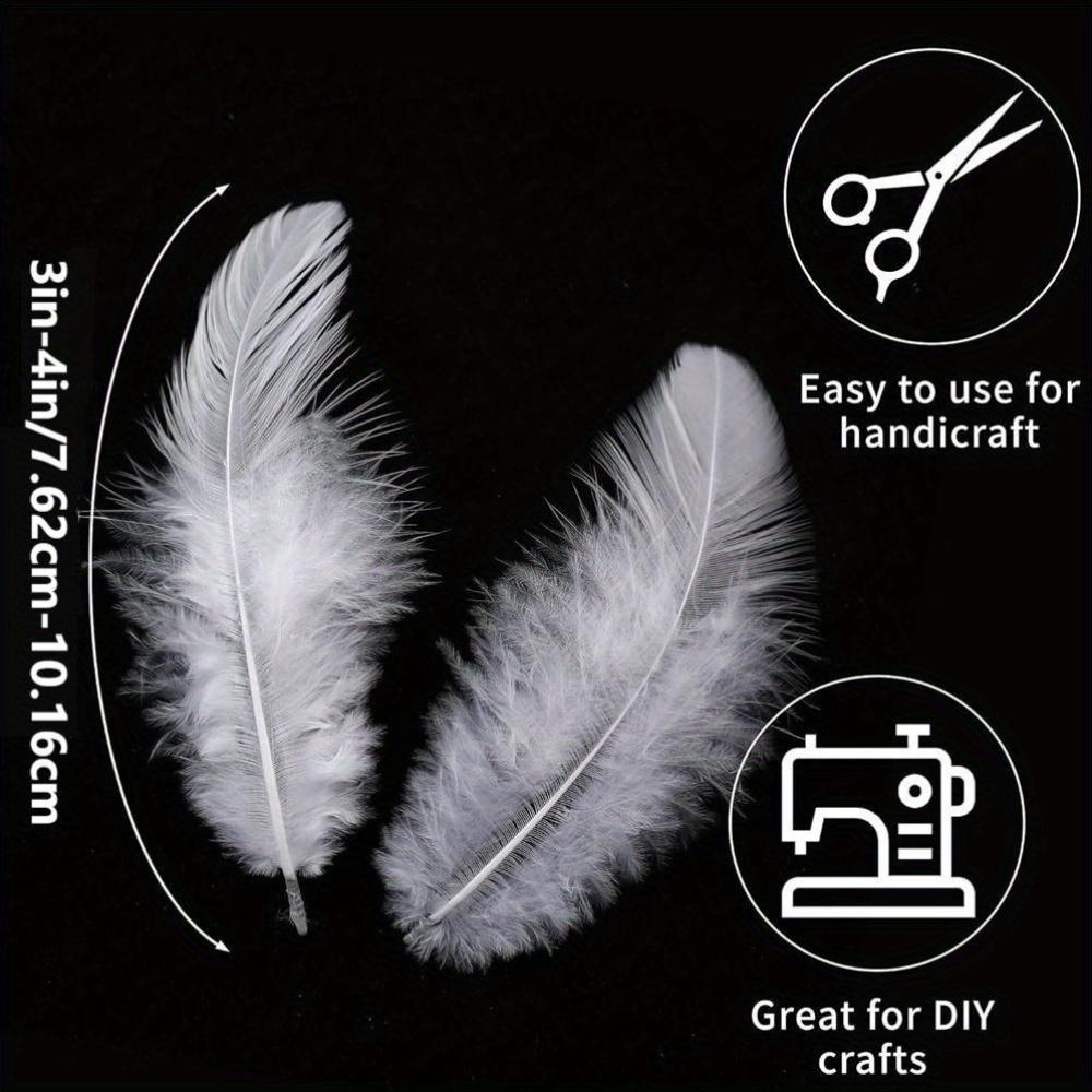 300pcs/pack White Feathers for Crafts - 3-4inch Feathers Bulk for Wedding Home Party, DIY Crafts