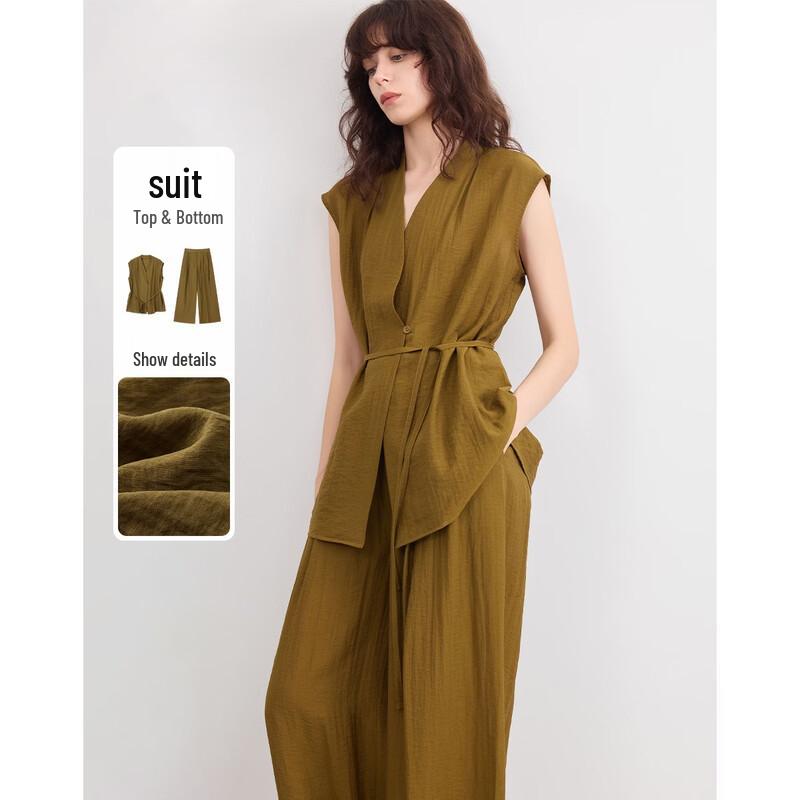 

Women s Summer Minimalist V-Neck Sleeveless Top & Wide-Leg Pants Set XL