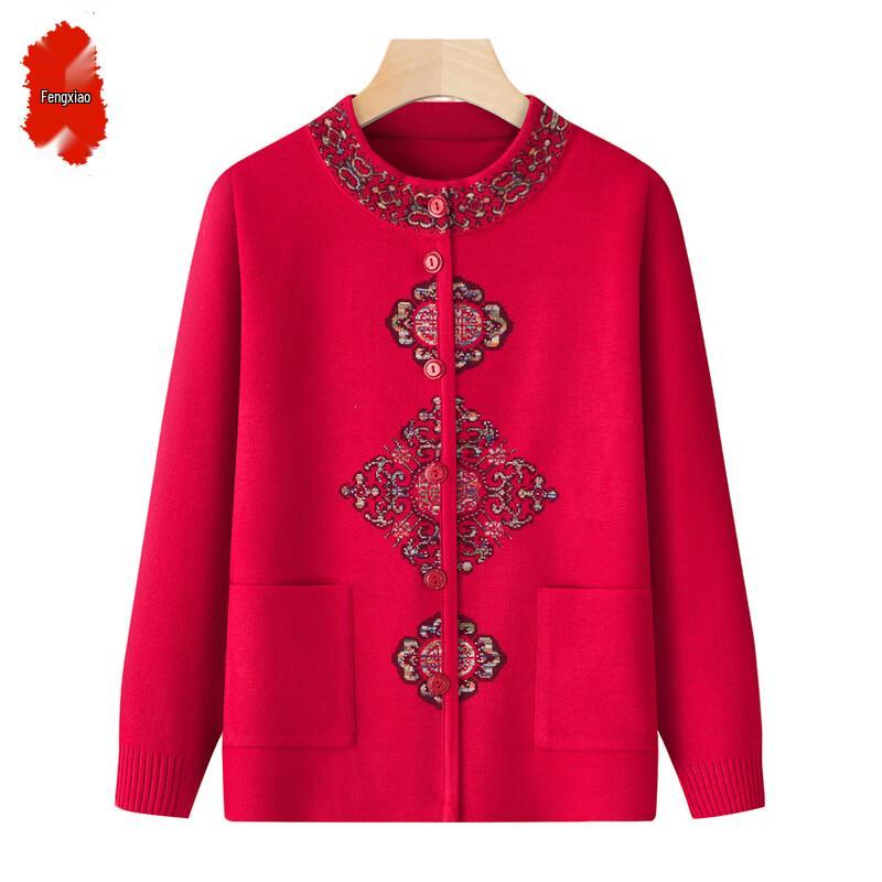 Fengxiao Mid-Aged Women's Knit Cardigan Sweater