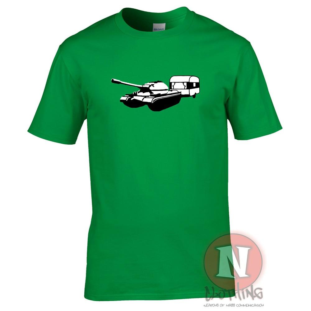 Tank And Caravan TShirt Banksy Urban Graffiti Military Caravaning Funny Movie