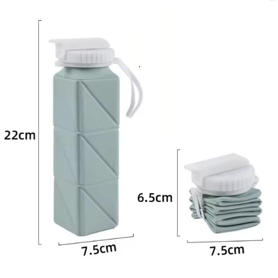 620ml Foldableable Water Bottle Cup with Straw Lid, Leak-Proof Bpa, Free Silicone Foldableable Water Bottle, Suitable for Travel, Gym, Camping, Sports