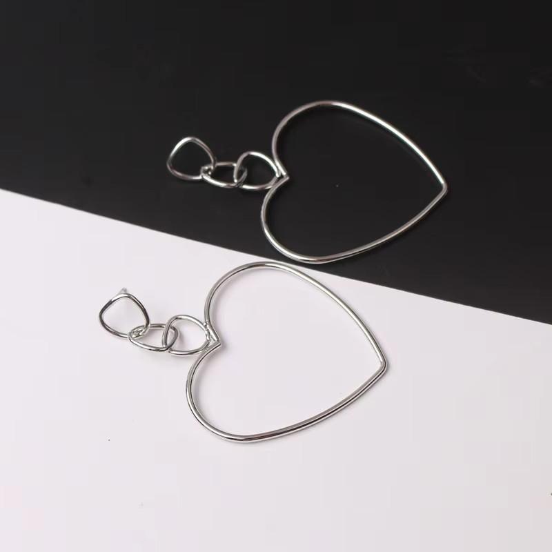 Korean Heart Hanging Earrings White Enamel Imitation Pearl Elegant Trendy Red Pink Acrylic Heart Dangle Earrings