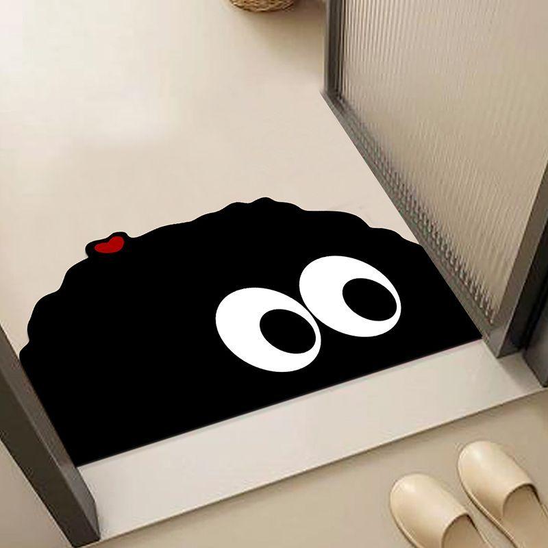 Cartoon black funny expression soft diatom mud bathroom floor mat non-slip absorbent quick-drying toilet shower door floor mat