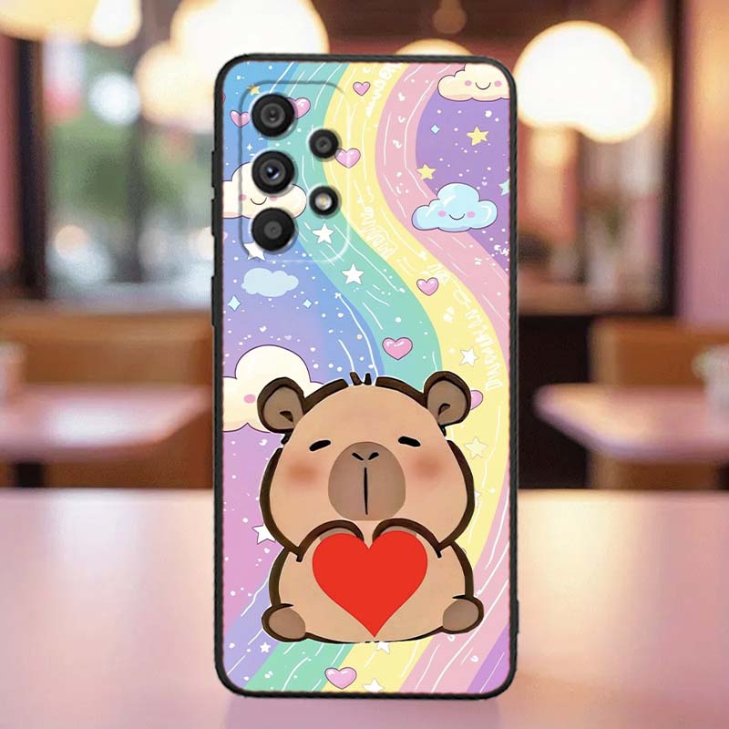 Cartoon Anime Capibala Art Phone Case For Samsung A41 A35 A34 A33 A32 A25 A24 A23 A21s A06 A05 A04 A03 Note 10 20 Ultra 5G Black