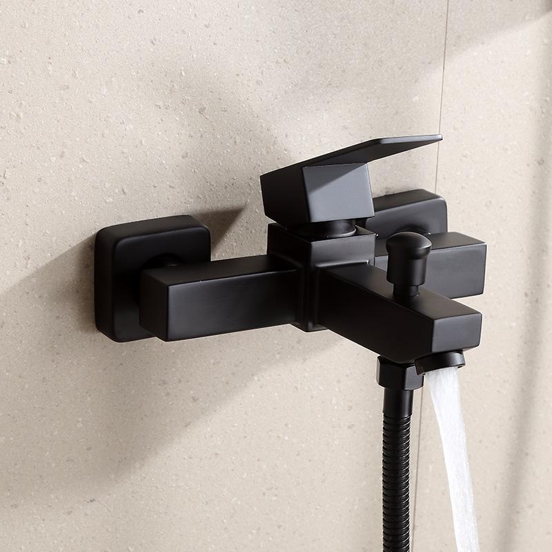 304 Stainless Steel Black Bathtub Faucet Bathing Shower Bathroom Wall Mounted Bath Tap Mixer Hot And Cold Water Single Handle