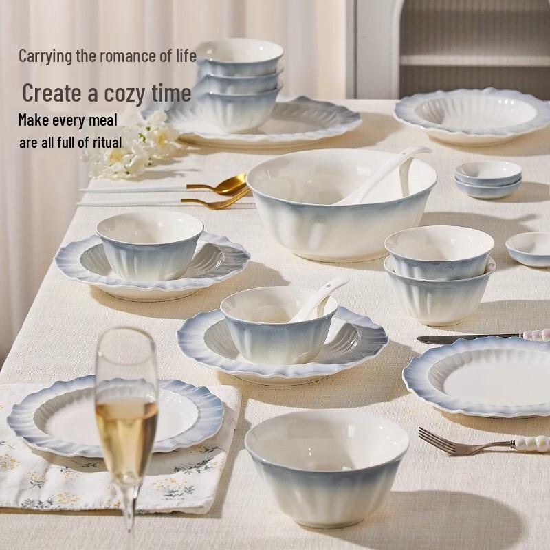 Underglaze Bone China 3-Compartment Dumpling Plate Set