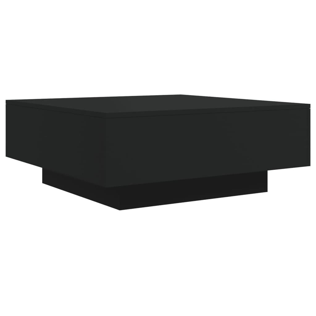 Minimalistischer schwarzer Couchtisch für das Wohnzimmer, Gartentisch, Balkon-Café-Tisch, Vitrine, Multifunktionstisch, 80x80x31 cm Holzwerkstoff
