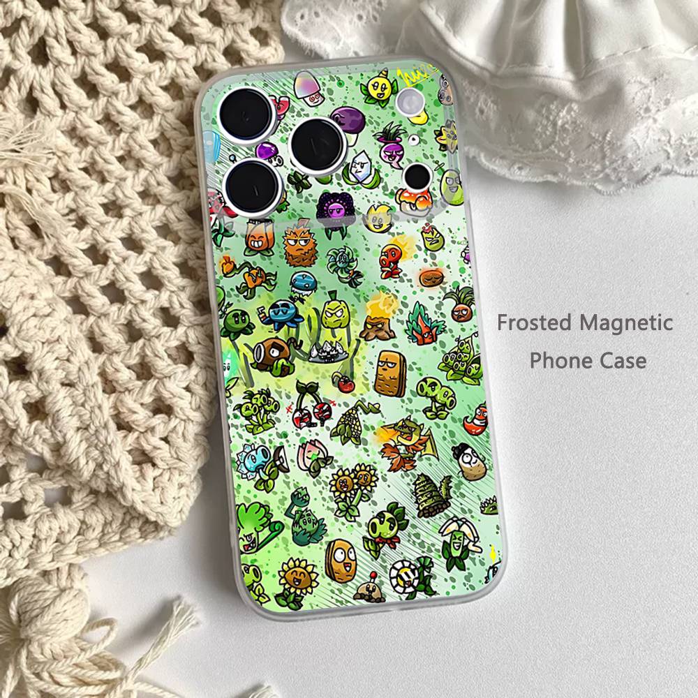 P-Plants vs Zombies Game Phone Case For iPhone 14,16,12,17,13,15,11 Max,Pro,Mini,Plus,Air,E Magnetic Frosted Transparent