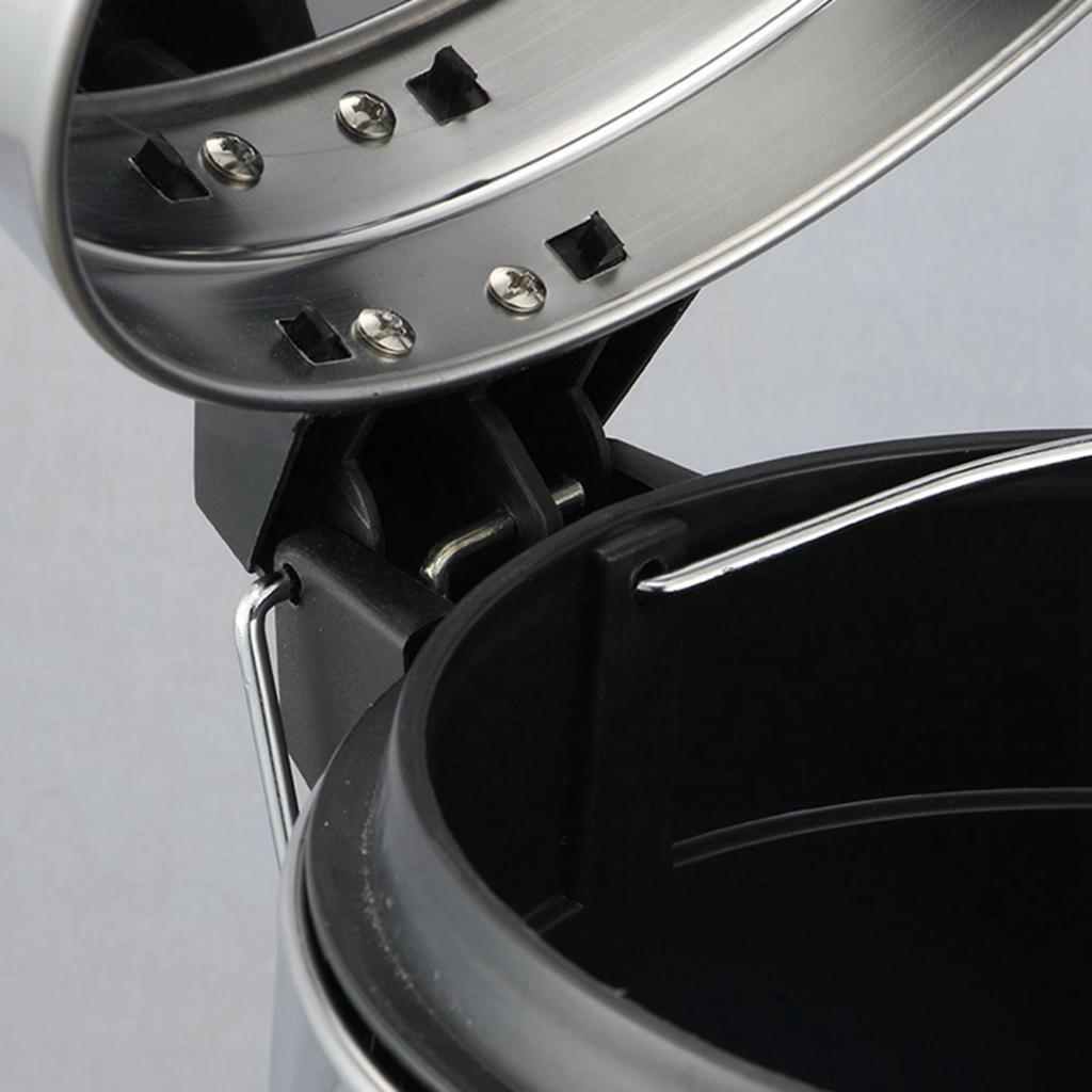 Stainless Steel Trash Can Silent Ergonomic Handle Kitchen Garbage Can with Antislip Footrest for