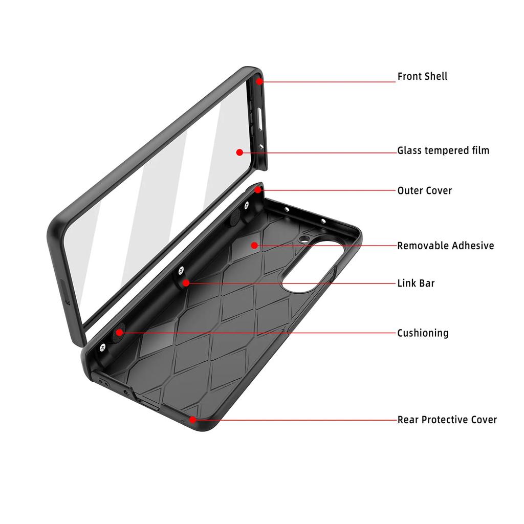 Matte Bracket Folding Hinge Pen Holder for Samsung Galaxy Z Fold 5 Case with Tempered Film Shockproof Stand Protection Hard Back Full Protection Cover