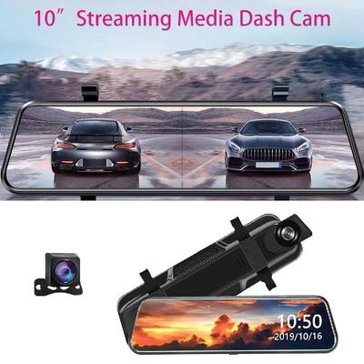 10-inch Touchscreen Car Media DVR, 1080P Dual-lens IPS Rearview Mirror Dashcam with Night Vision Video Recording
