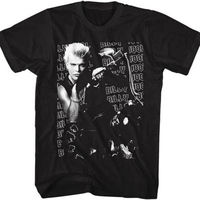 Billy Idol Music Billy On Motorcycle Image Adult Short Sleeve T Shirts Retro Style Graphic Tees