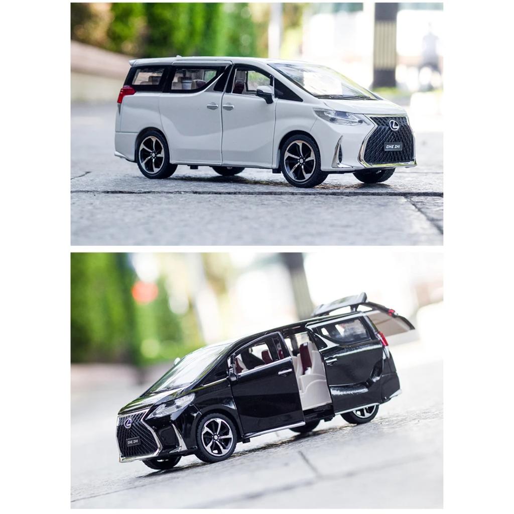 1/24 Lexus LM300H MPV Van Diecast Toy Car Model Miniature Pull Back Sound & Light Doors Openable Collection Gift for Boy Kid