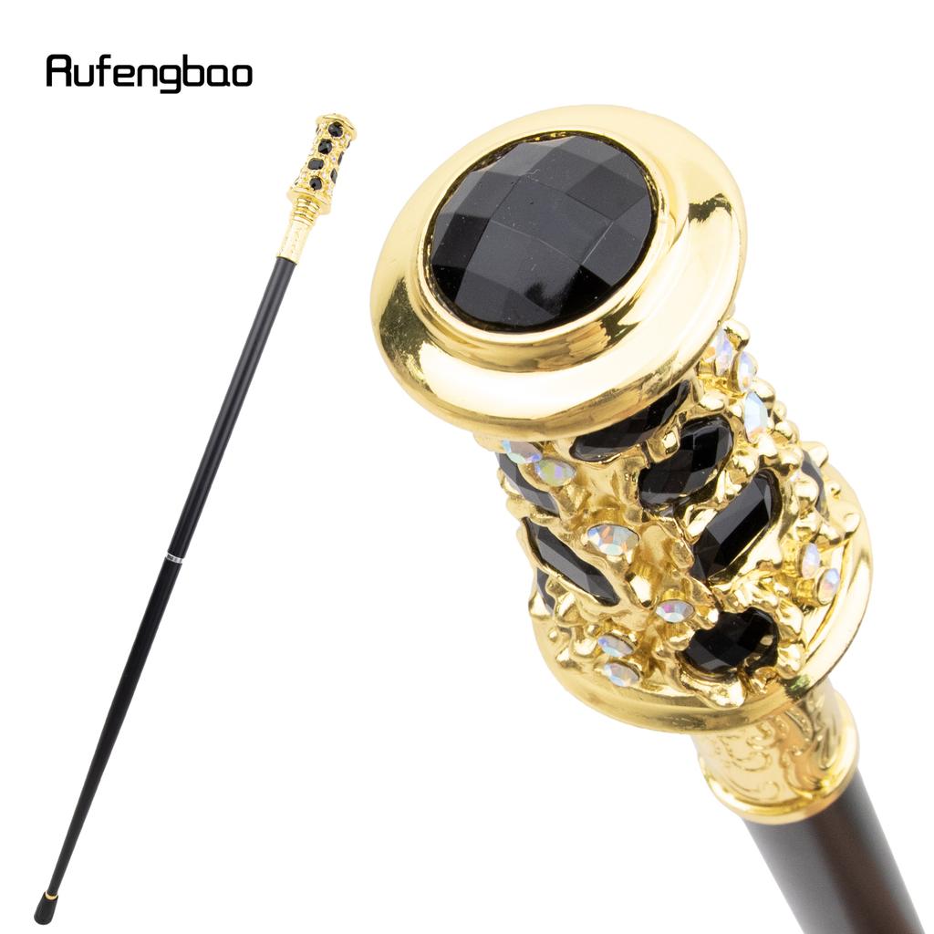 Black Artificial Diamond Walking Cane Fashion Decorative Walking Stick Gentleman Elegant Cosplay Cane Knob Crosier 93cm