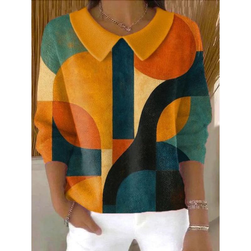 2025 Autumn/Winter Women's Solid Color V-neck Lapel Long Sleeve Loose Casual Top for Cross-border Fashion