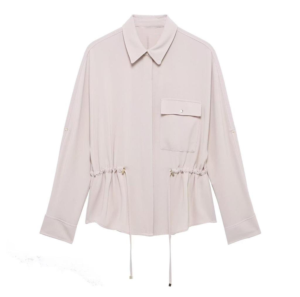 Spring 2025 Women's Slim Fit Drawstring Waist Workwear Shirt