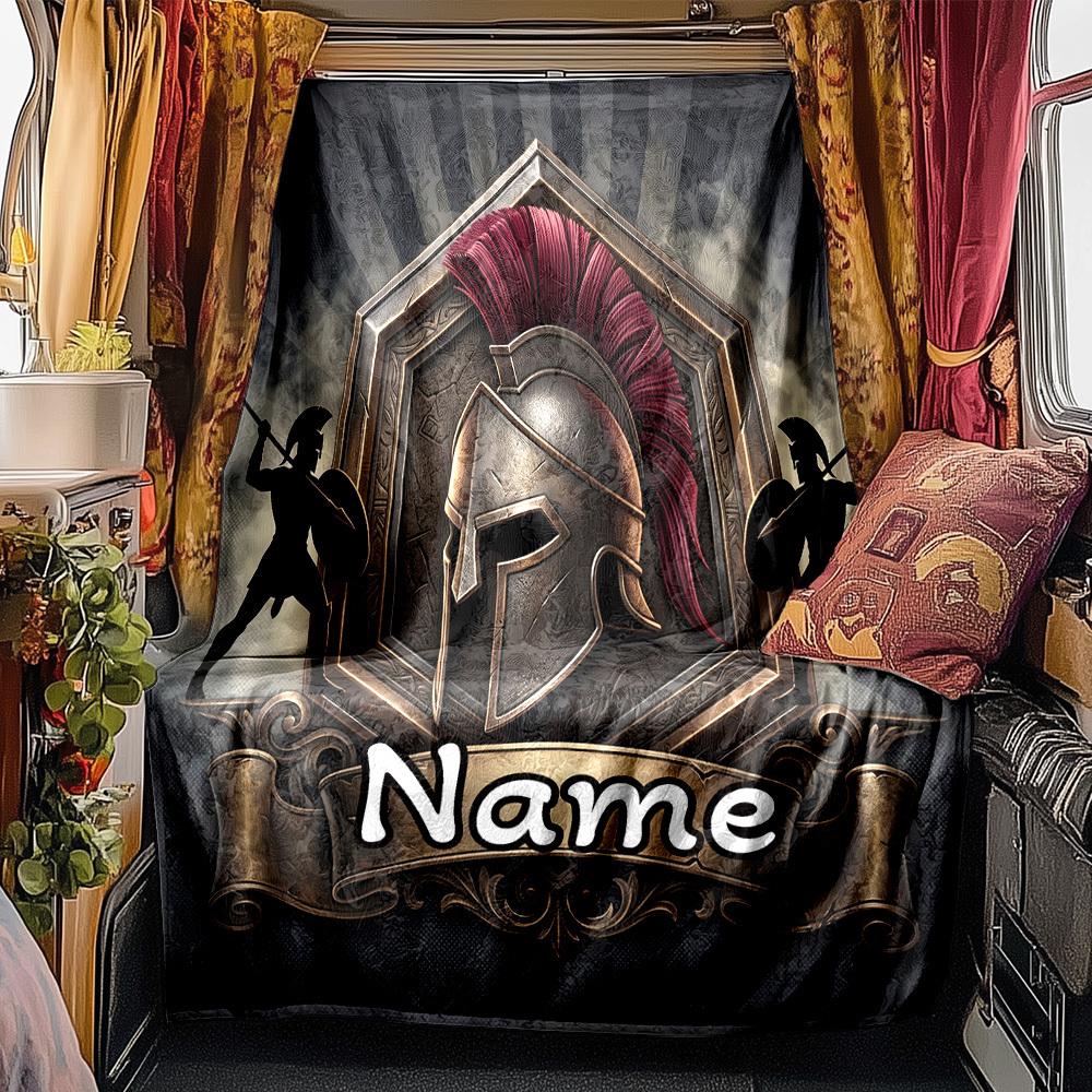 Spartan Helmet Rv Customize Your Name Blanket Comfortable Soft Lightweight Allseason Multipurpose Blanket For Travel Camping Picnics Sofas Rvs Beds