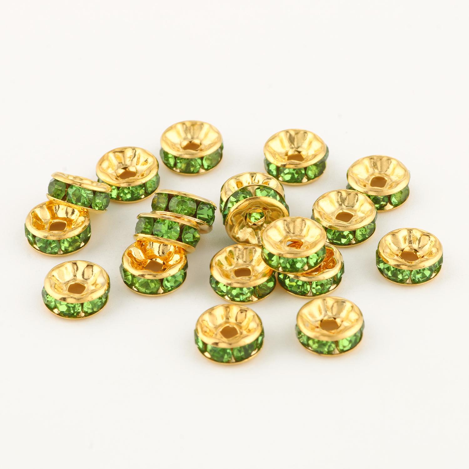 

Diy Craft 4, 6, 8 мм, золотые многоцветные рондели со стразами, хрустальные бусины-разделители для изготовления ювелирных изделий, аксессуары, браслет, ожерелье ручной работы 6mm 50pcs зелёный