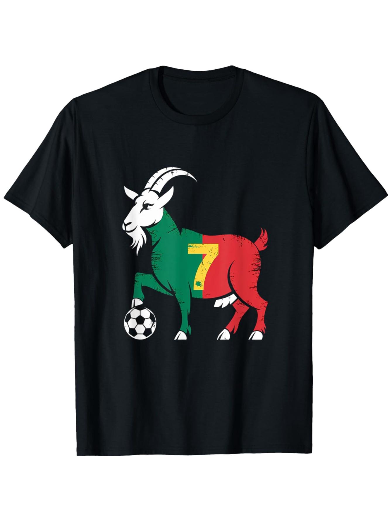 Funny Goat Soccer Football Design Women Boys Girls T-Shirt S