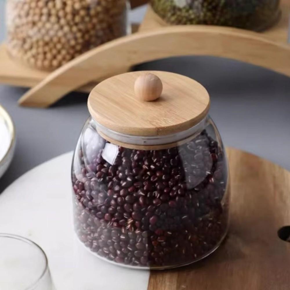 Transparent Airtight Glass Containers Moisture Proof Tea Storage Jar Coffee Bean Seasoning