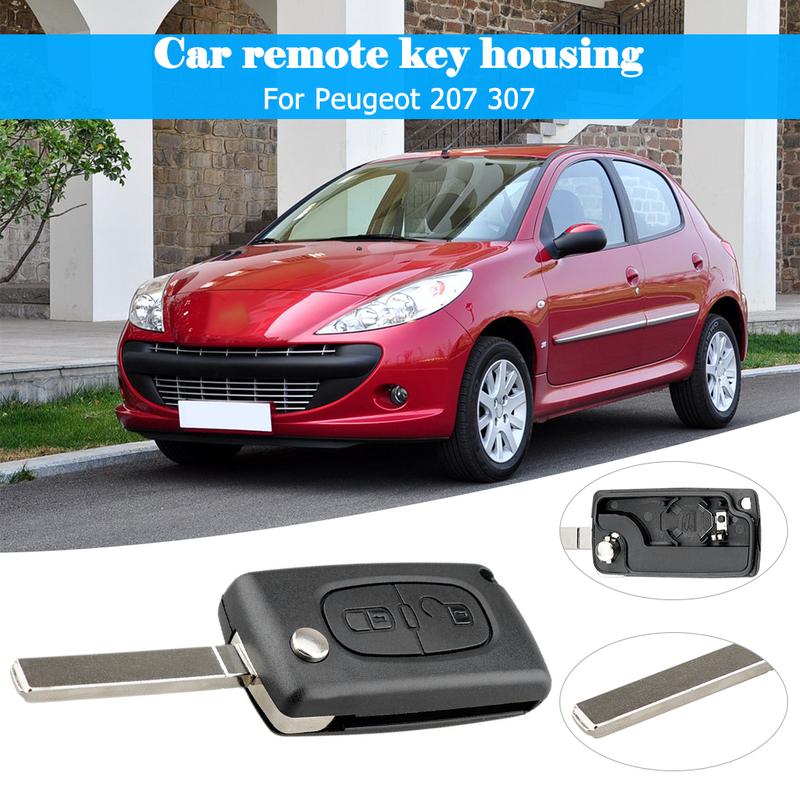 2 Buttons Flip Folding Key Case Black Remote Flip Folding Key Shell Cover Case for Peugeot 207 307